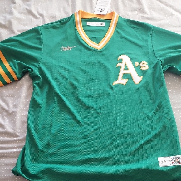 Nike Reggie Jackson Kelly Green Oakland A's Road Cooperstown Collection Size L - Picture 1 of 5